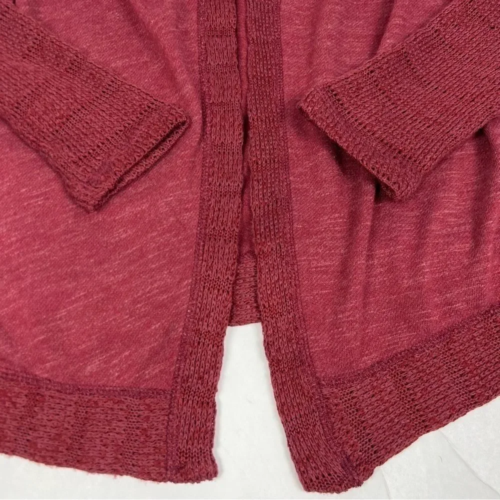 Lucky Brand Waterfall Wrap Burgundy Knit Cardigan Sweater Women’s Small - Picture 8 of 12